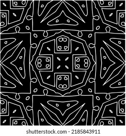 Black and white abstract geometric seamless pattern with wavy shapes, and curved lines.  monochrome mandala. striped background. Repeat design for decor, cover, print.