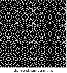Black and white abstract geometric seamless pattern with wavy shapes, and curved lines. Simple monochrome texture. Op art graphic background. Repeat design for decor, cover, print.
