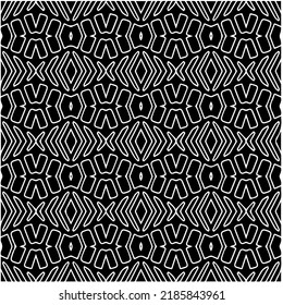 Black and white abstract geometric seamless pattern with wavy shapes, and curved lines. Simple monochrome texture. Op art graphic background. Repeat design for decor, cover, print.