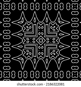 Black and white abstract geometric seamless pattern with wavy shapes, and curved lines.  monochrome texture.. striped background. Repeat design for decor, cover, print.