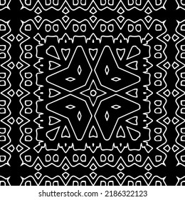 Black and white abstract geometric seamless pattern with wavy shapes, and curved lines.  monochrome texture.. striped background. Repeat design for decor, cover, print.