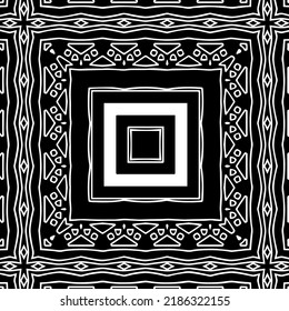 Black and white abstract geometric seamless pattern with wavy shapes, and curved lines.  monochrome texture.. striped background. Repeat design for decor, cover, print.