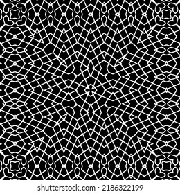 Black and white abstract geometric seamless pattern with wavy shapes, and curved lines.  monochrome texture.. striped background. Repeat design for decor, cover, print.