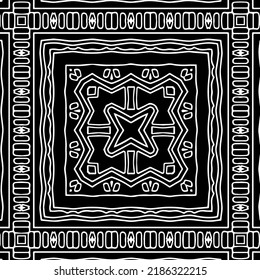 Black and white abstract geometric seamless pattern with wavy shapes, and curved lines.  monochrome texture.. striped background. Repeat design for decor, cover, print.