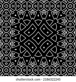Black and white abstract geometric seamless pattern with wavy shapes, and curved lines.  monochrome texture.. striped background. Repeat design for decor, cover, print.