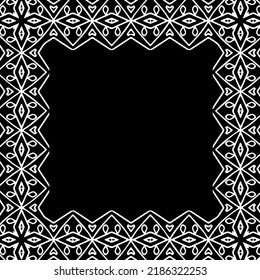 Black and white abstract geometric seamless pattern with wavy shapes, and curved lines.  monochrome frame. striped background. Repeat design for decor, cover, print.