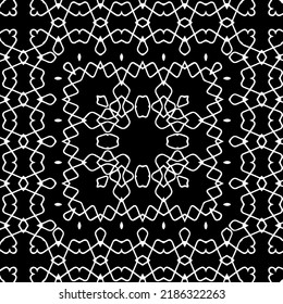 Black and white abstract geometric seamless pattern with wavy shapes, and curved lines.  monochrome texture.. striped background. Repeat design for decor, cover, print.