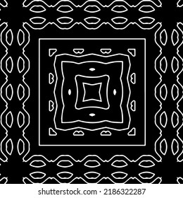 Black and white abstract geometric seamless pattern with wavy shapes, and curved lines.  monochrome texture.. striped background. Repeat design for decor, cover, print.