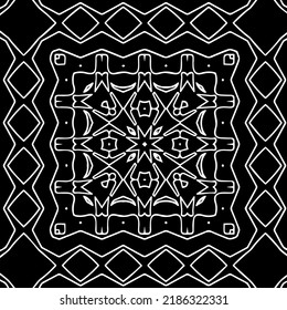 Black and white abstract geometric seamless pattern with wavy shapes, and curved lines.  monochrome texture.. striped background. Repeat design for decor, cover, print.