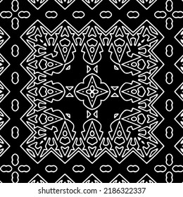 Schwarz-Weiß abstraktes geometrisches, nahtloses Muster mit gewölbten Formen und abgerundeten Linien.  monochrome Textur.. gestreifter Hintergrund. Wiederholen Sie Design für Dekor, Abdeckung, Druck.
