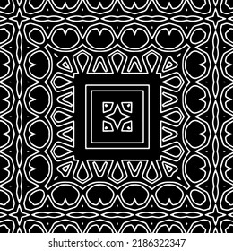 Black and white abstract geometric seamless pattern with wavy shapes, and curved lines.  monochrome texture.. striped background. Repeat design for decor, cover, print.