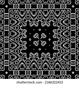 Patrón geométrico uniforme abstracto en blanco y negro con formas onduladas y líneas curvadas.  textura monocroma. fondo rayado. Repetir el diseño para la decoración, portada, impresión.