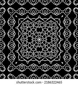 Patrón geométrico uniforme abstracto en blanco y negro con formas onduladas y líneas curvadas.  textura monocroma. fondo rayado. Repetir el diseño para la decoración, portada, impresión.