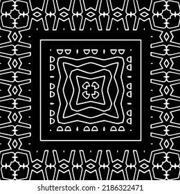 Black and white abstract geometric seamless pattern with wavy shapes, and curved lines.  monochrome frame. striped background. Repeat design for decor, cover, print.