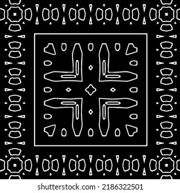 Schwarz-Weiß abstraktes geometrisches, nahtloses Muster mit gewölbten Formen und abgerundeten Linien.  einfarbiger Rahmen. gestreifter Hintergrund. Wiederholen Sie Design für Dekor, Abdeckung, Druck.
