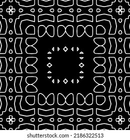 Black and white abstract geometric seamless pattern with wavy shapes, and curved lines.  monochrome texture.. striped background. Repeat design for decor, cover, print.