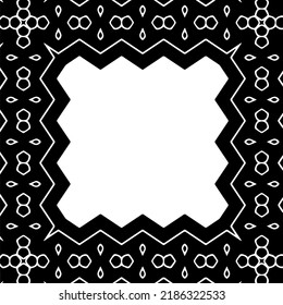Black and white abstract geometric seamless pattern with wavy shapes, and curved lines.  monochrome frame. striped background. Repeat design for decor, cover, print.