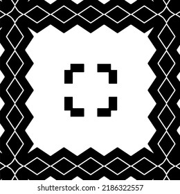 Patrón geométrico uniforme abstracto en blanco y negro con formas onduladas y líneas curvadas.  marco monocromo. fondo rayado. Repetir el diseño para la decoración, portada, impresión.