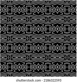 Black and white abstract geometric seamless pattern with wavy shapes, and curved lines. Simple monochrome texture. Op art graphic background. Repeat design for decor, cover, print.