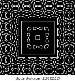 Black and white abstract geometric seamless pattern with wavy shapes, and curved lines.  monochrome texture.. striped background. Repeat design for decor, cover, print.
