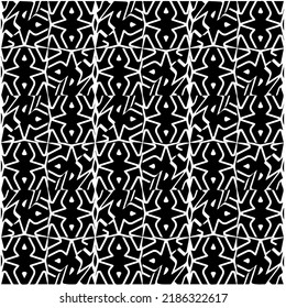 Patrón geométrico uniforme abstracto en blanco y negro con formas onduladas y líneas curvadas. Sencilla textura monocromática. Fondo gráfico de Op art. Repetir el diseño para la decoración, portada, impresión.