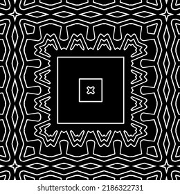 Black and white abstract geometric seamless pattern with wavy shapes, and curved lines.  monochrome texture.. striped background. Repeat design for decor, cover, print.
