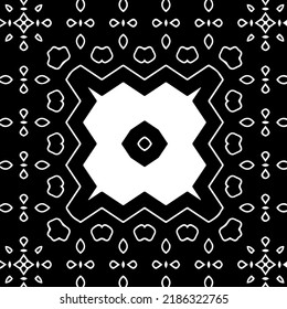 Black and white abstract geometric seamless pattern with wavy shapes, and curved lines.  monochrome frame. striped background. Repeat design for decor, cover, print.