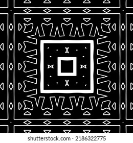 Black and white abstract geometric seamless pattern with wavy shapes, and curved lines.  monochrome texture.. striped background. Repeat design for decor, cover, print.