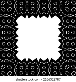 Black and white abstract geometric seamless pattern with wavy shapes, and curved lines.  monochrome frame. striped background. Repeat design for decor, cover, print.