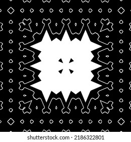 Black and white abstract geometric seamless pattern with wavy shapes, and curved lines.  monochrome frame. striped background. Repeat design for decor, cover, print.