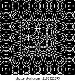 Black and white abstract geometric seamless pattern with wavy shapes, and curved lines.  monochrome texture.. striped background. Repeat design for decor, cover, print.