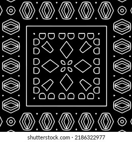 Schwarz-Weiß abstraktes geometrisches, nahtloses Muster mit gewölbten Formen und abgerundeten Linien.  monochrome Textur.. gestreifter Hintergrund. Wiederholen Sie Design für Dekor, Abdeckung, Druck.