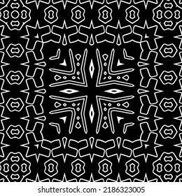 Schwarz-Weiß abstraktes geometrisches, nahtloses Muster mit gewölbten Formen und abgerundeten Linien.  monochrome Textur.. gestreifter Hintergrund. Wiederholen Sie Design für Dekor, Abdeckung, Druck.