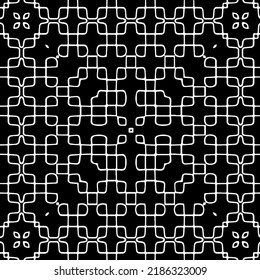 Black and white abstract geometric seamless pattern with wavy shapes, and curved lines.  monochrome texture.. striped background. Repeat design for decor, cover, print.