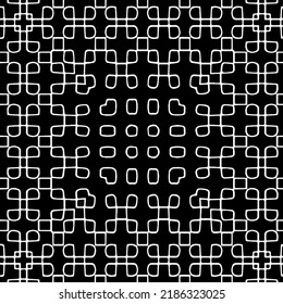 Black and white abstract geometric seamless pattern with wavy shapes, and curved lines.  monochrome texture.. striped background. Repeat design for decor, cover, print.
