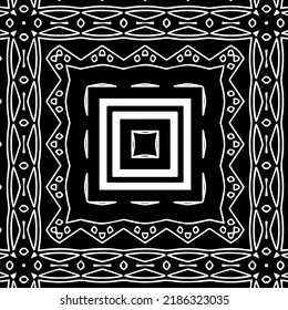 Patrón geométrico uniforme abstracto en blanco y negro con formas onduladas y líneas curvadas.  textura monocroma. fondo rayado. Repetir el diseño para la decoración, portada, impresión.