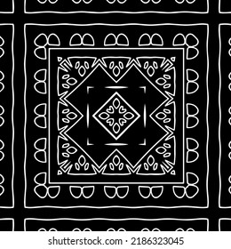 Black and white abstract geometric seamless pattern with wavy shapes, and curved lines.  monochrome texture.. striped background. Repeat design for decor, cover, print.