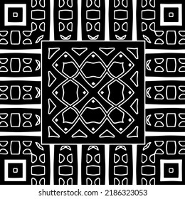 Black and white abstract geometric seamless pattern with wavy shapes, and curved lines.  monochrome texture.. striped background. Repeat design for decor, cover, print.