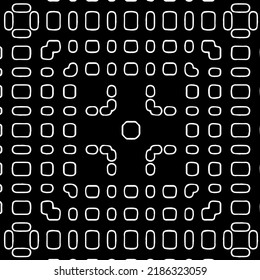 Black and white abstract geometric seamless pattern with wavy shapes, and curved lines.  monochrome texture.. striped background. Repeat design for decor, cover, print.