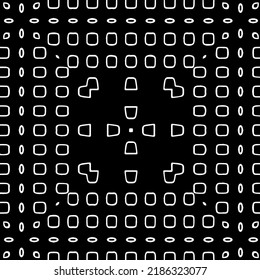 Schwarz-Weiß abstraktes geometrisches, nahtloses Muster mit gewölbten Formen und abgerundeten Linien.  monochrome Textur.. gestreifter Hintergrund. Wiederholen Sie Design für Dekor, Abdeckung, Druck.