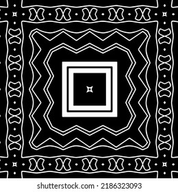 Black and white abstract geometric seamless pattern with wavy shapes, and curved lines.  monochrome texture.. striped background. Repeat design for decor, cover, print.