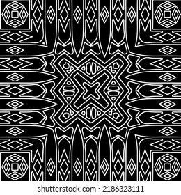 Black and white abstract geometric seamless pattern with wavy shapes, and curved lines.  monochrome texture.. striped background. Repeat design for decor, cover, print.