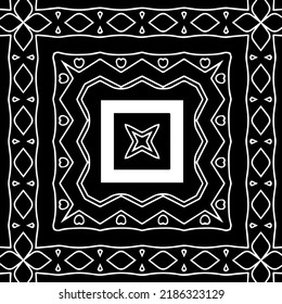 Black and white abstract geometric seamless pattern with wavy shapes, and curved lines.  monochrome texture.. striped background. Repeat design for decor, cover, print.