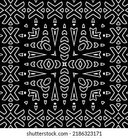 Black and white abstract geometric seamless pattern with wavy shapes, and curved lines.  monochrome texture.. striped background. Repeat design for decor, cover, print.