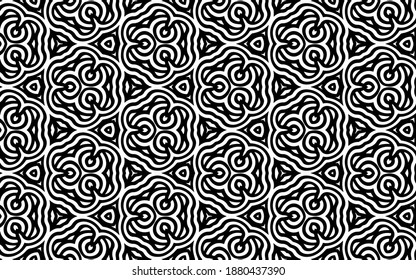 Textura geométrica abstracta blanca negra con patrón indio folclórico en estilo garabato. Antecedentes étnicos de papel pintado, textiles, tarjetas de visita, libros de colorantes.