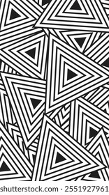 Black and white abstract geometric triangle pattern wallpaper for sublimation print fabric
