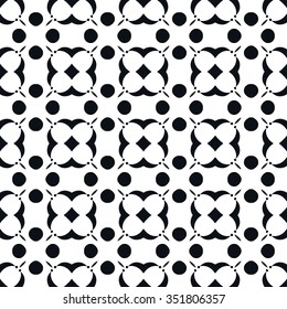 Black and white abstract graphic background, seamless geometric pattern. Repeating fabric texture. Tribal ethnic ornament, vector illustration.