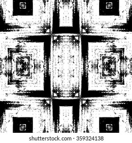 Black and white abstract graphic background, seamless pattern, repeating grunge texture, vector illustration.