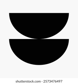 Black and white abstract graphic shape vector. Black semi circles, Geometric shape clipart vector. Abstract geometric semicircles shape vector element. Semicircles vector shape on white background