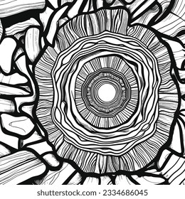 Black and white abstract graphics, vector drawing 